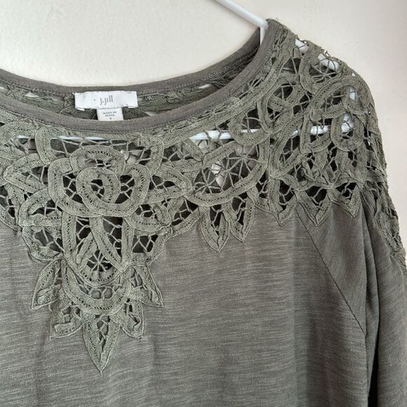 J. Jill Womens Tunic Size Sm Green Lace Round Neck Long Sleeve Top! - Picture 4 of 10
